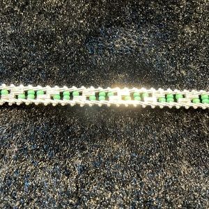 Sterling Silver Bracelet with Green Beads